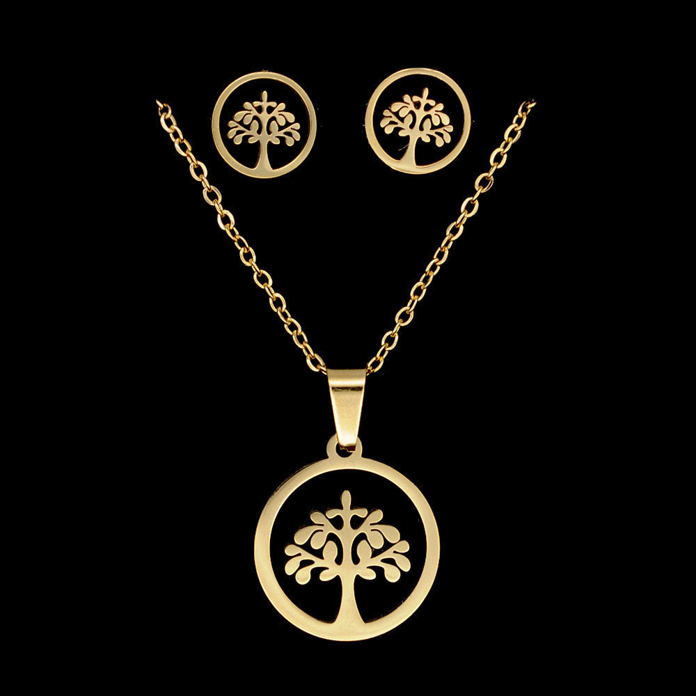 Parure Arbre de Vie – Bijoux en Acier Inoxydable et Titane, Élégance Simple