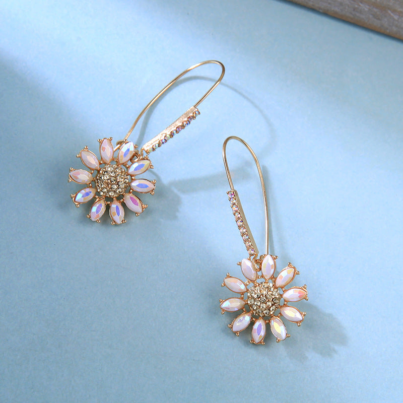 Niche Light Luxury – Boucles d’Oreilles Fleur Zircon