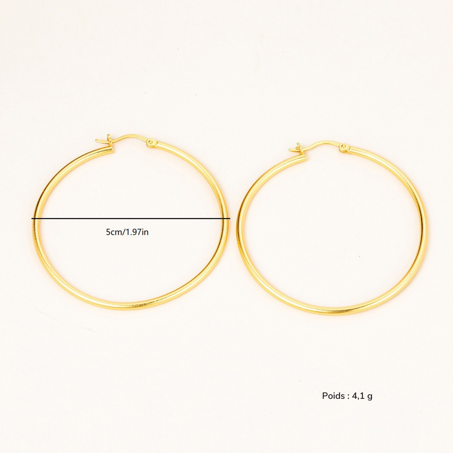 Boucles d’oreilles créoles élégantes en argent 925 et plaqué or 18K – Design géométrique classique pour femme