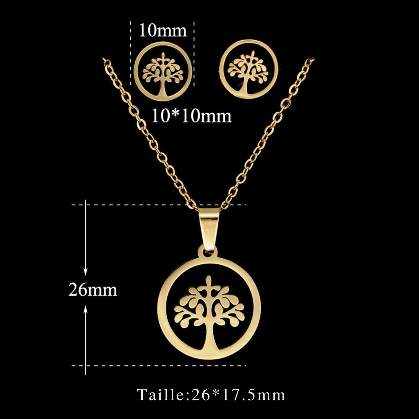 Parure Arbre de Vie – Bijoux en Acier Inoxydable et Titane, Élégance Simple