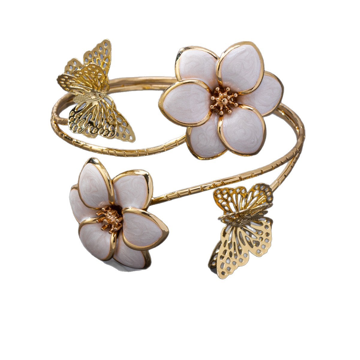 Bracelet Femme Fleur & Papillon – Bijou Naturel Élégant