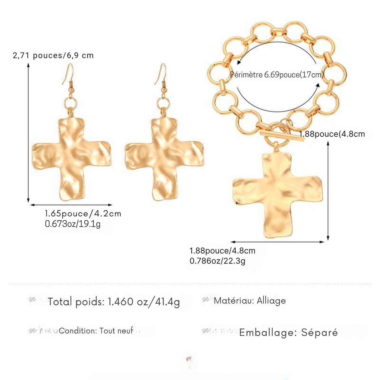 Ensemble Collier Croix Style Européen & Américain – Chaîne Clavicule en Alliage