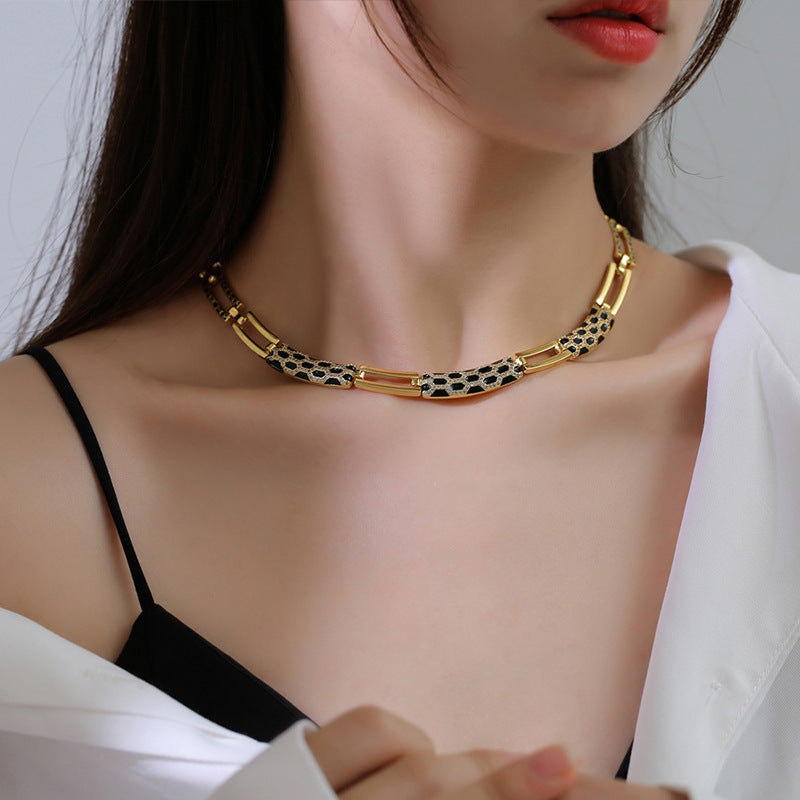 Parure chaîne serpent plaquée or – Élégance européenne et américaine
