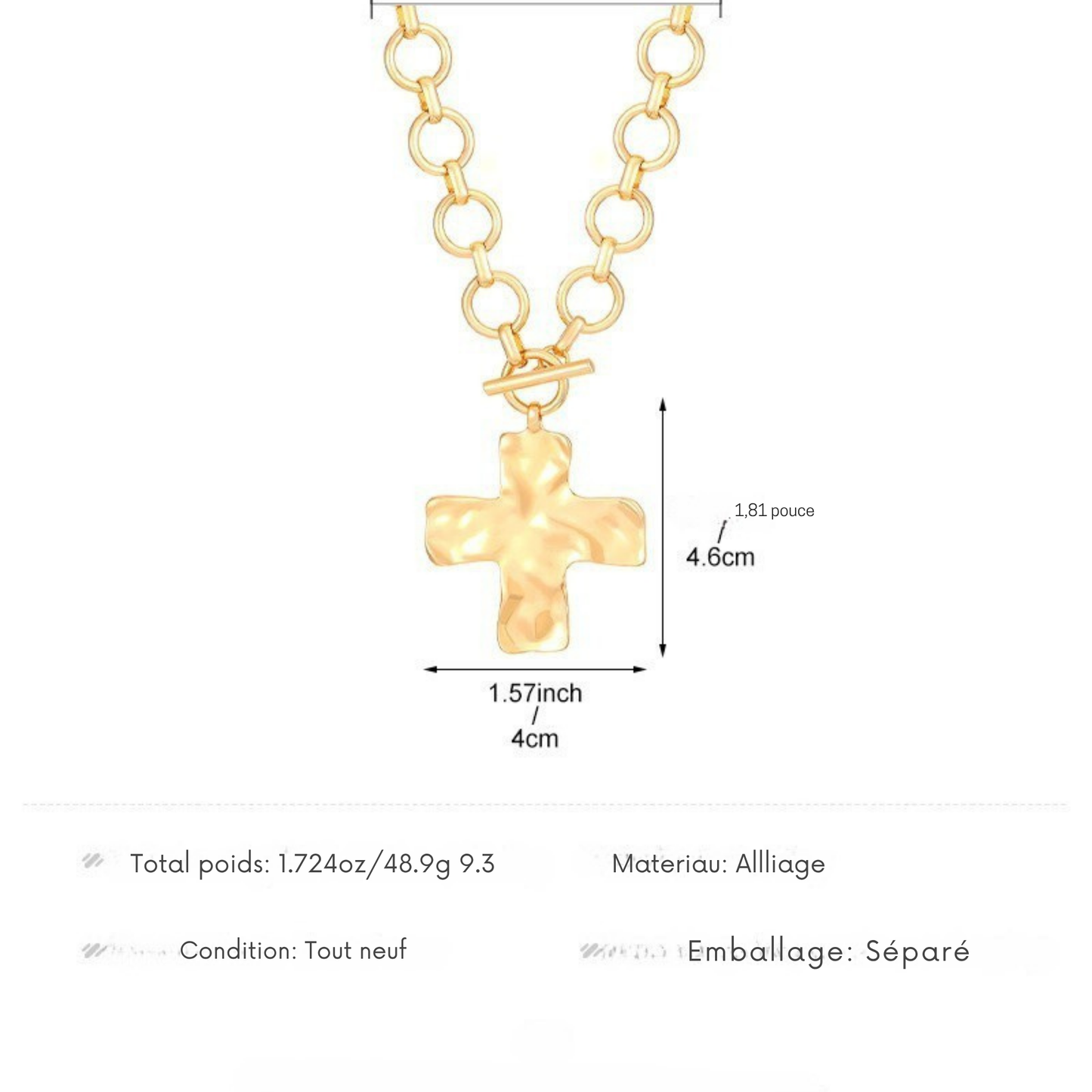 Ensemble Collier Croix Style Européen & Américain – Chaîne Clavicule en Alliage