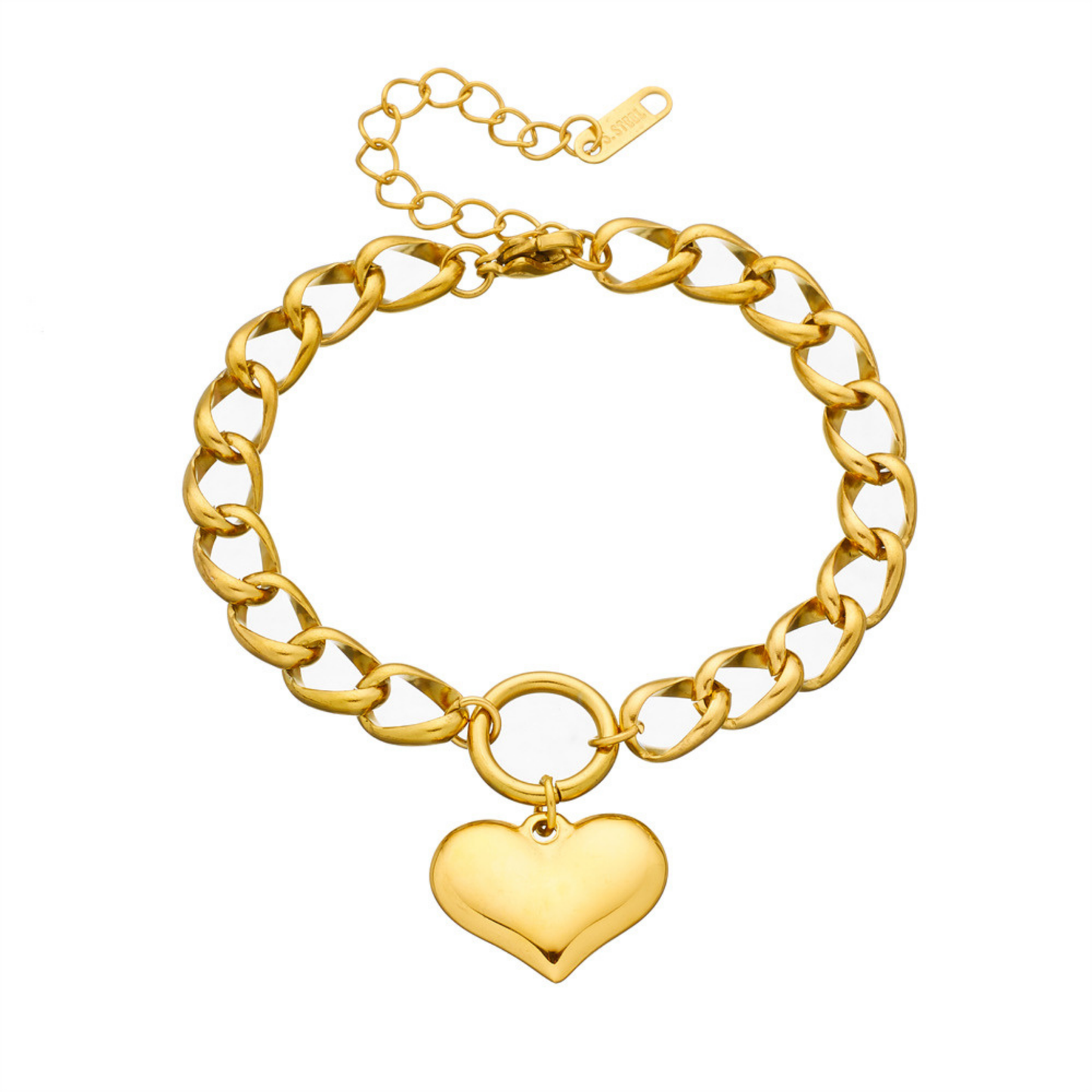 Bracelet Cœur en Acier Titane – Style Punk Chic & Tendance Rétro
