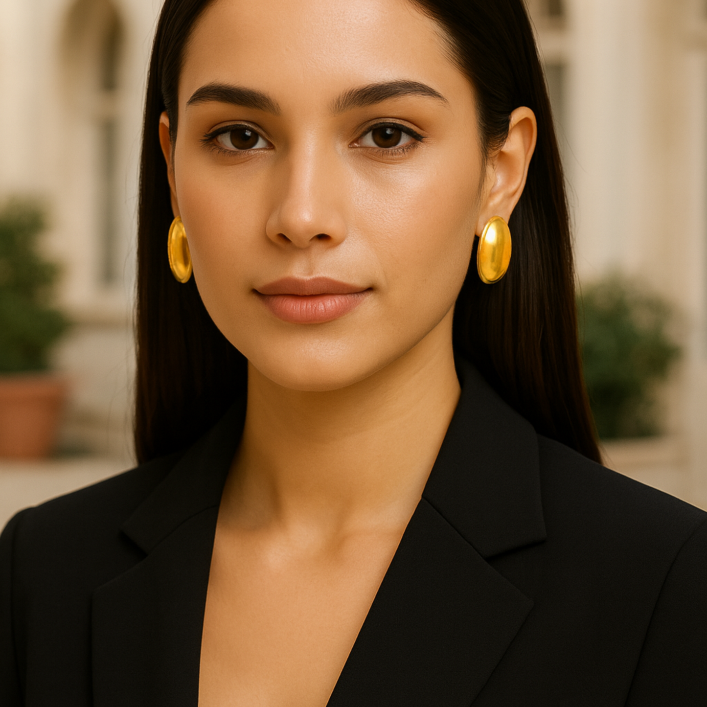 Boucles d’oreilles ovales en acier inoxydable 304 plaqué or 18K – Style élégant et classique pour femme