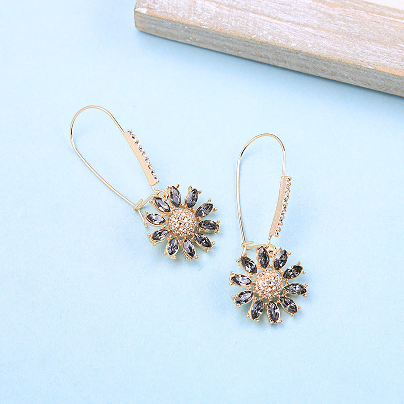 Niche Light Luxury – Boucles d’Oreilles Fleur Zircon