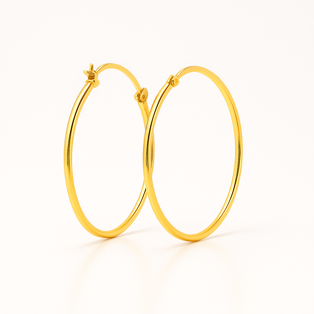 Boucles d’oreilles créoles élégantes en argent 925 et plaqué or 18K – Design géométrique classique pour femme