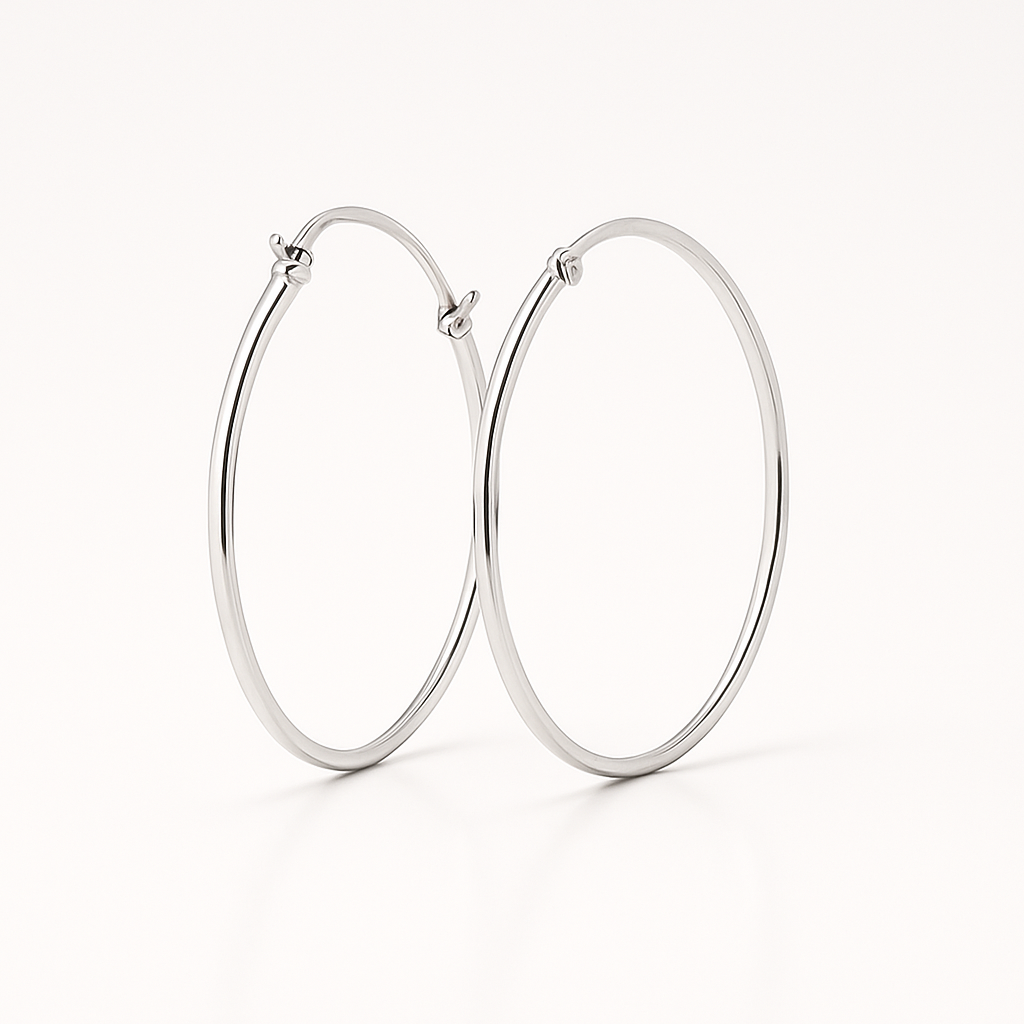 Boucles d’oreilles créoles élégantes en argent 925 et plaqué or 18K – Design géométrique classique pour femme