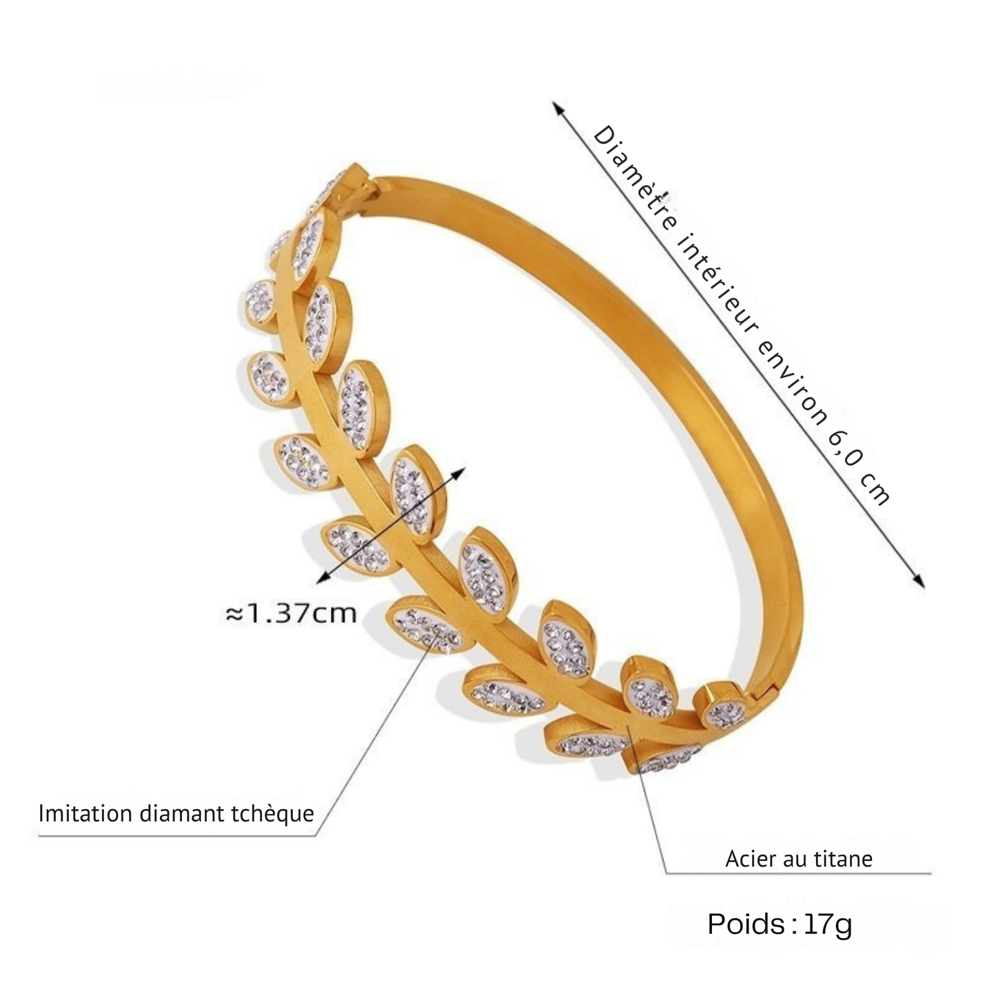 Bracelet feuille en acier titane – Léger & luxueux