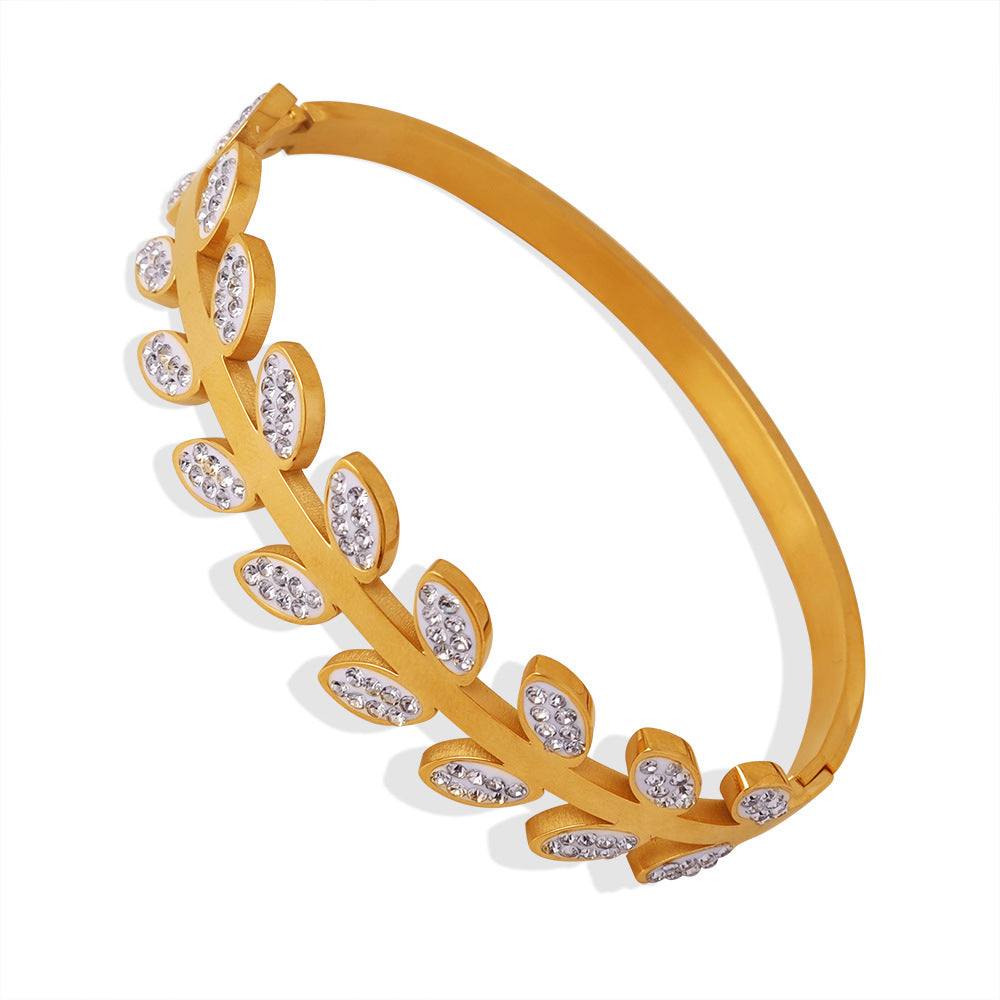 Bracelet feuille en acier titane – Léger & luxueux