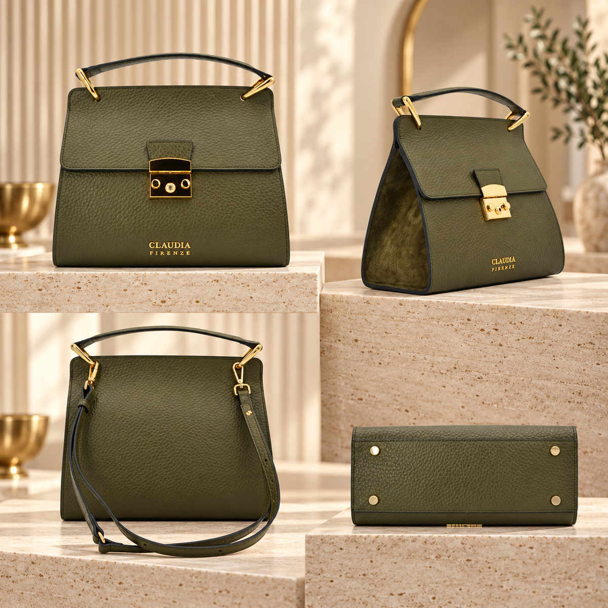 Sac à main Ottavia – Éléphant vert