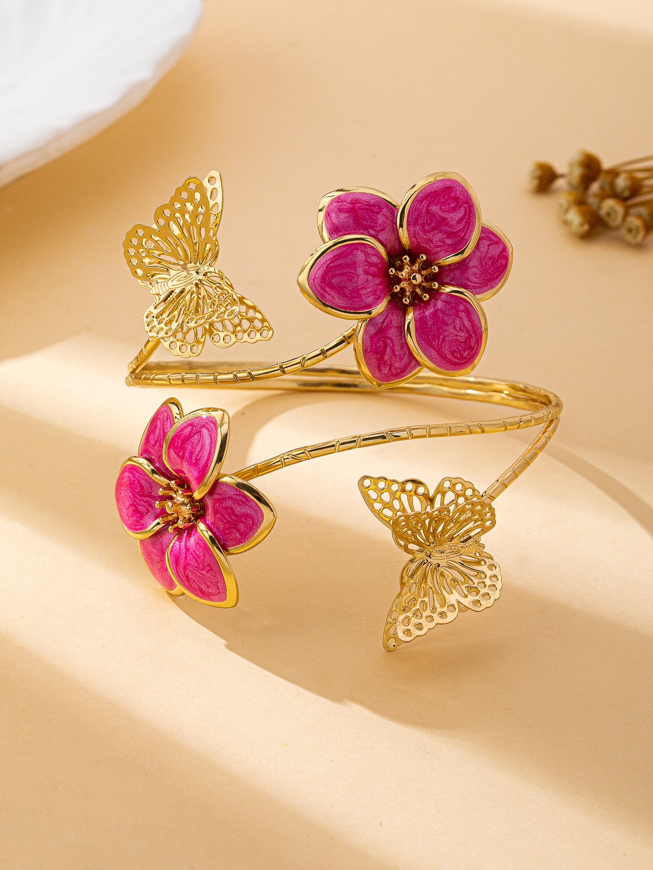 Bracelet Femme Fleur & Papillon – Bijou Naturel Élégant