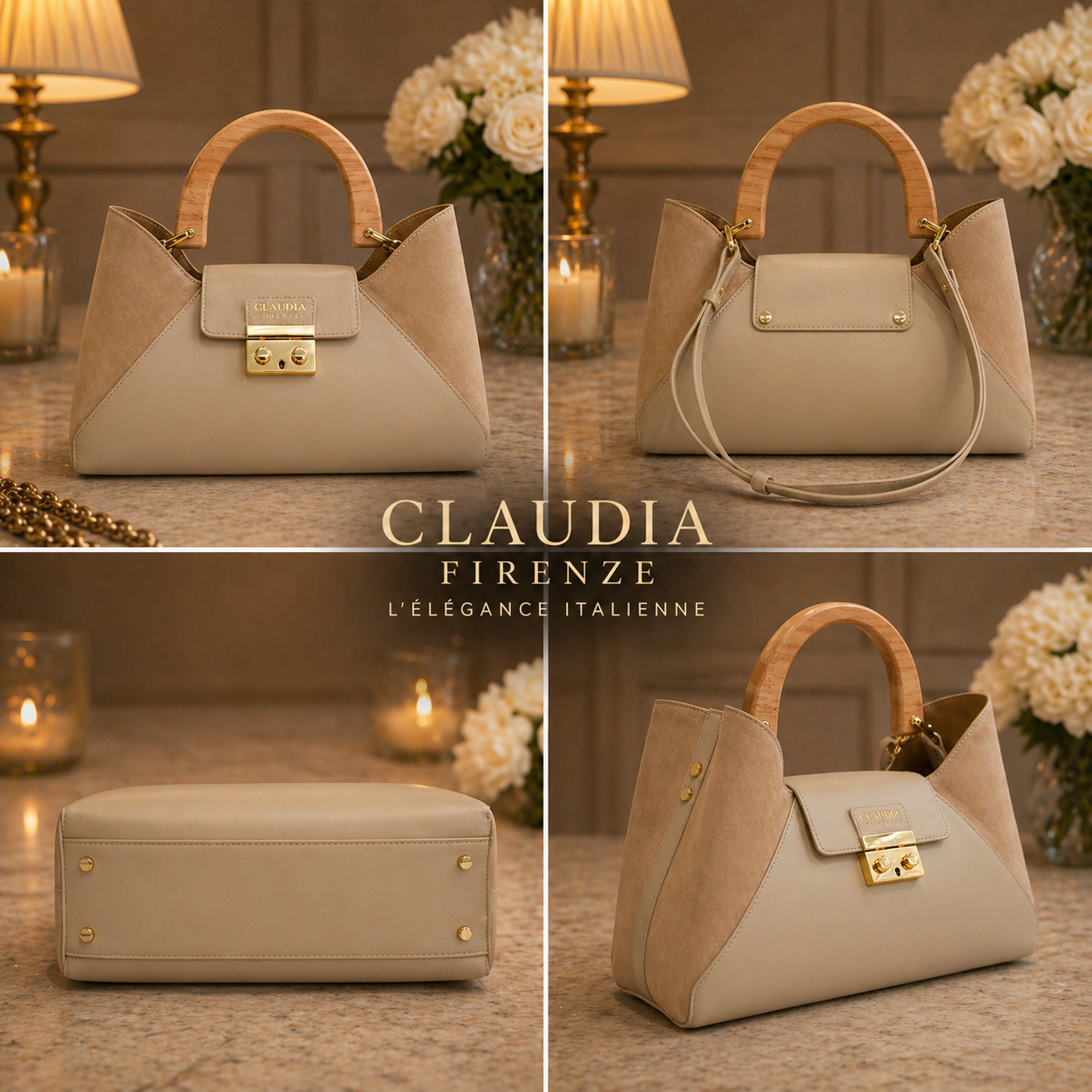 Sac Isa Nude Femme Luxe en Cuir Italien | Claudia Firenze