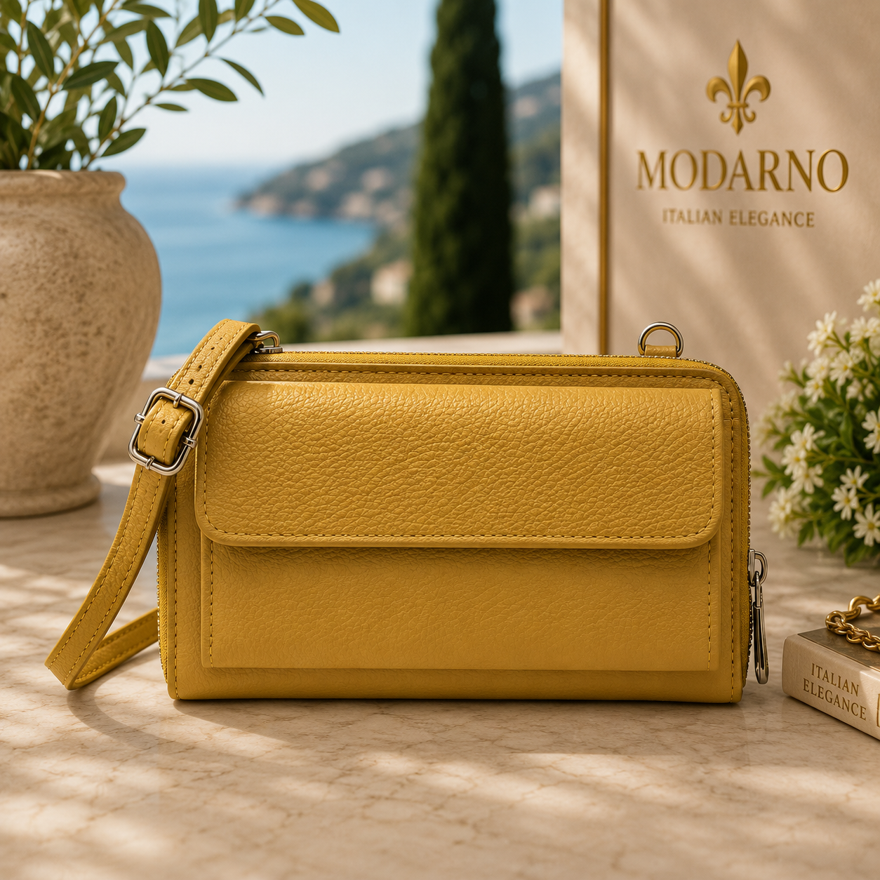 Sac Téléphone Modarno en Cuir Véritable Italien