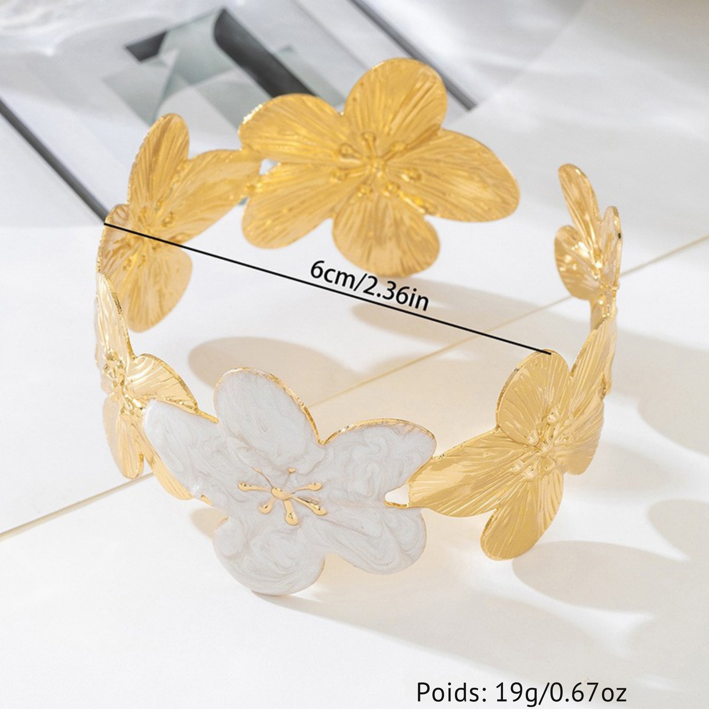 Bracelet Fleur Femme – Design Rond Plaqué en Alliage | Style Exagéré Élégant