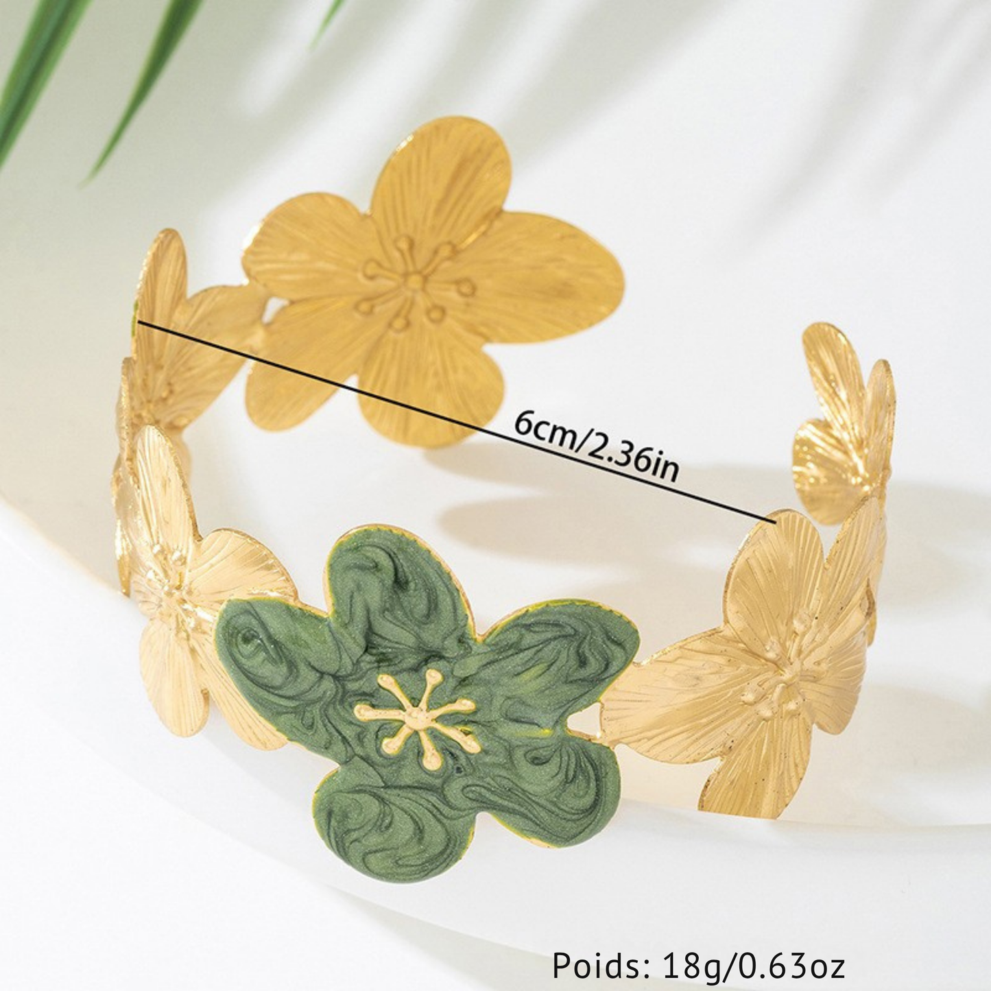 Bracelet Fleur Femme – Design Rond Plaqué en Alliage | Style Exagéré Élégant