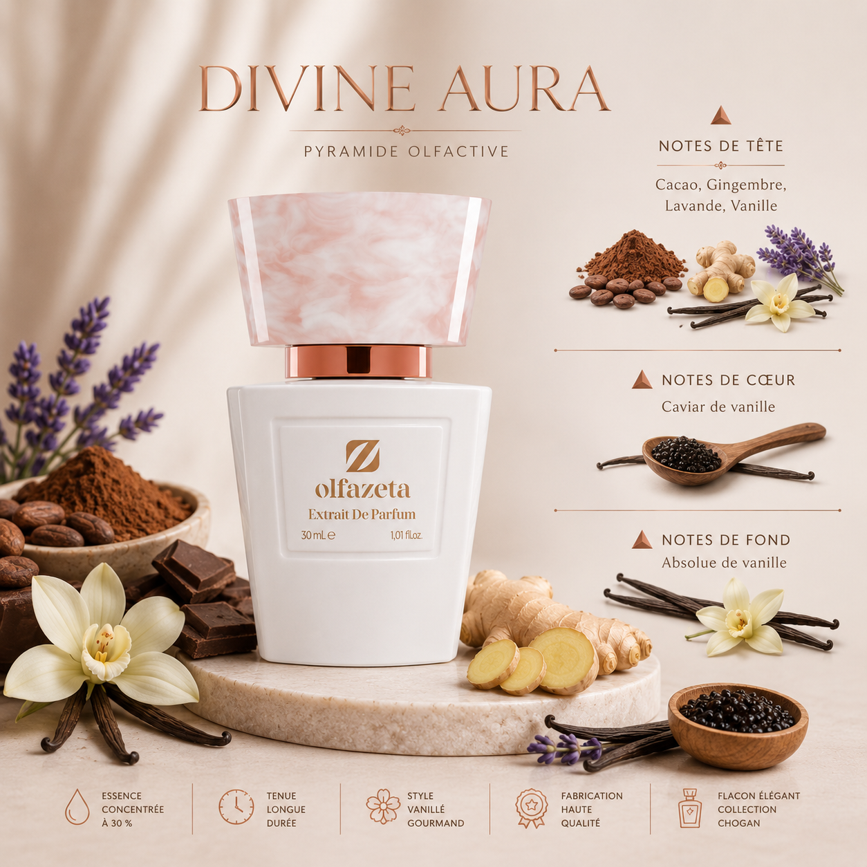 DIVINE AURA – Parfum Femme Vanillé Gourmand Élégant | Chogan N°148
