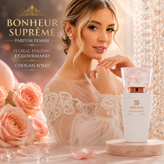 BONHEUR SUPRÊME – Parfum Femme Floral Poudré et Gourmand | Chogan N°042