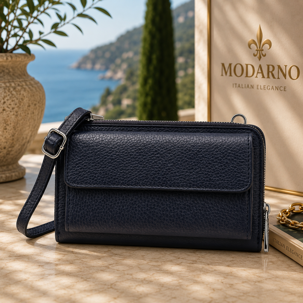 Sac Téléphone Modarno en Cuir Véritable Italien