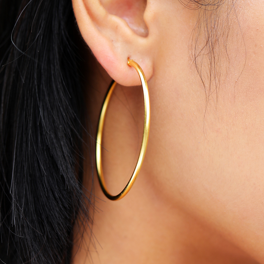 Boucles d’oreilles créoles élégantes en argent 925 et plaqué or 18K – Design géométrique classique pour femme