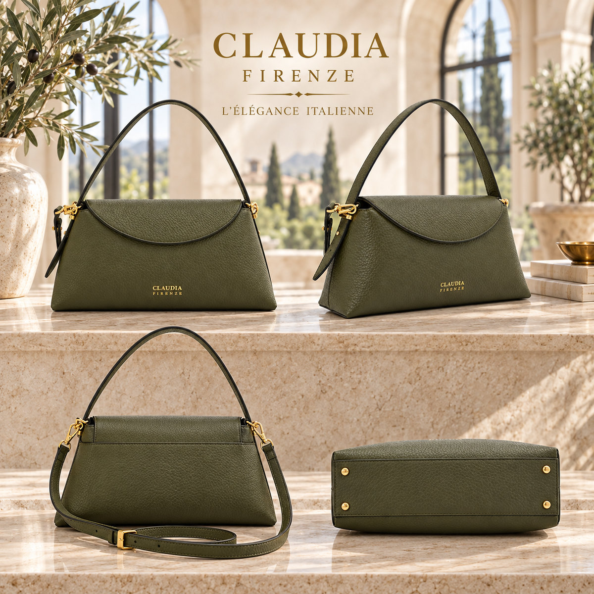 Sac à main Ornella – Vert éléphant