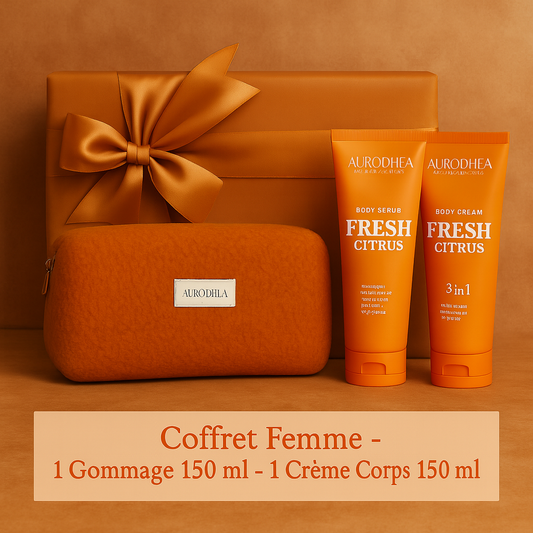 Coffret Soin Femme Combo Corps "Fresh Citrus" Hydratant : Gommage + Crème - N°BSET001