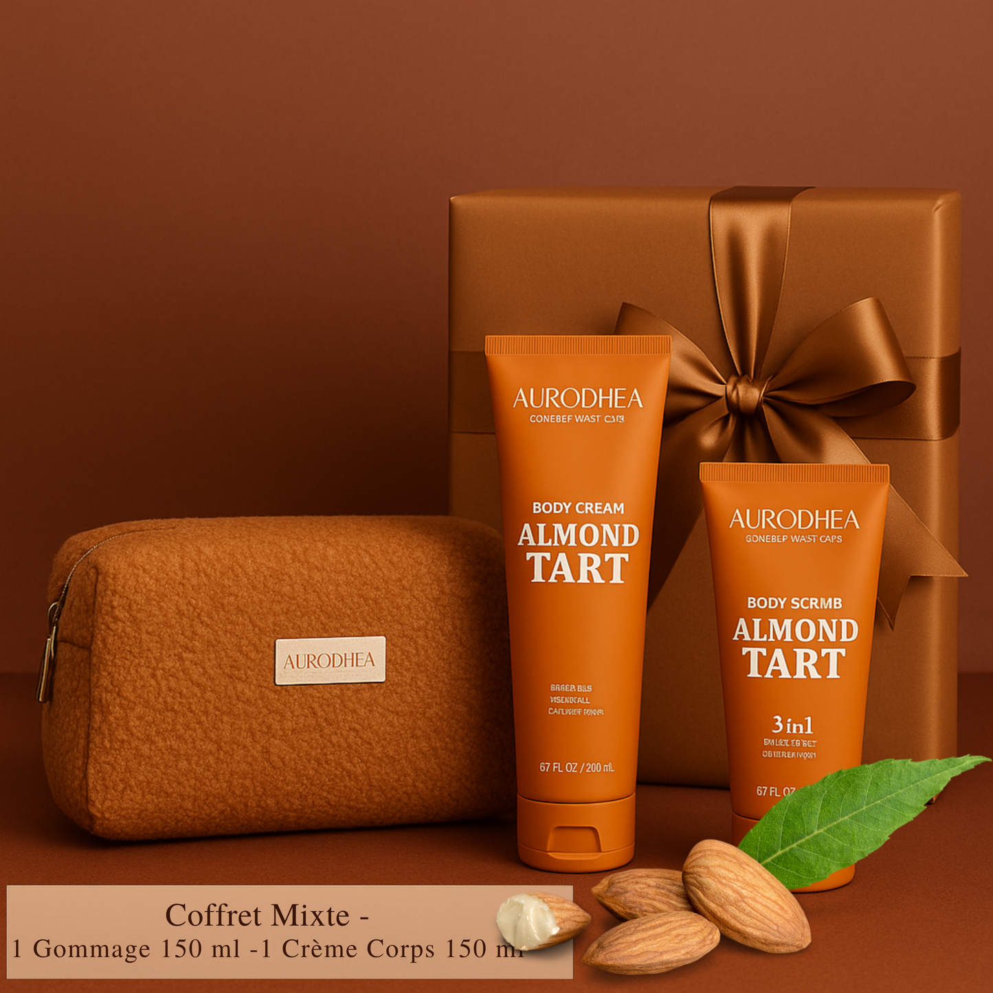 Coffret Soin Mixte "Almond Tart "Aurodhea – Duo Corps Hydratant : Gommage + Crème - N°BSET002