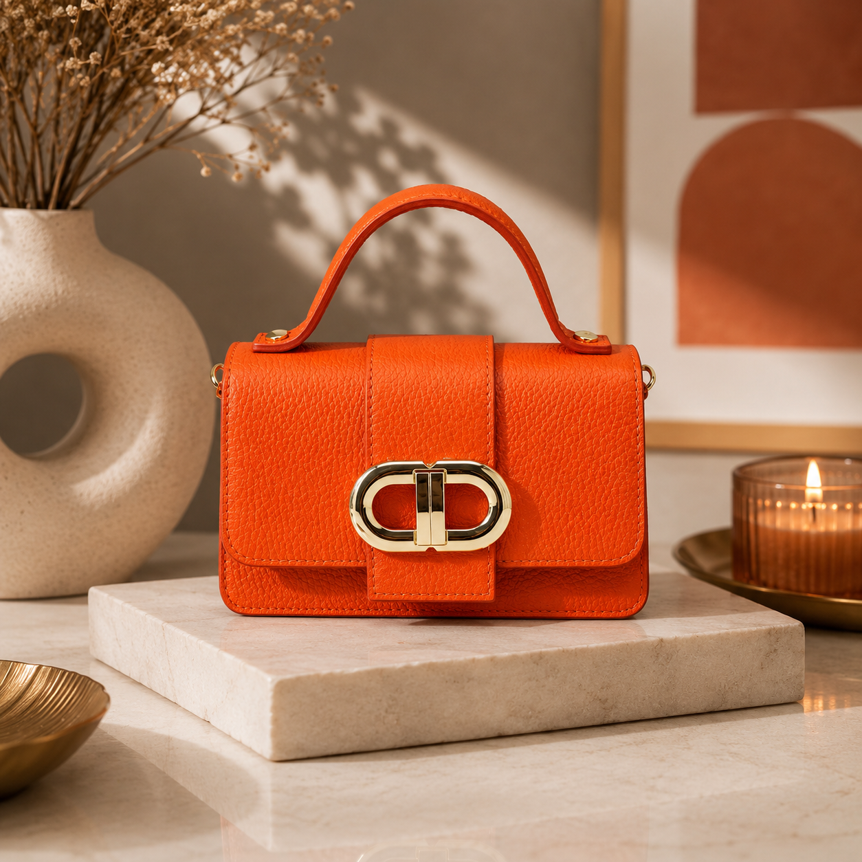 Sac Bandoulière MINI Femme Cuir Italien – Suie Valentin