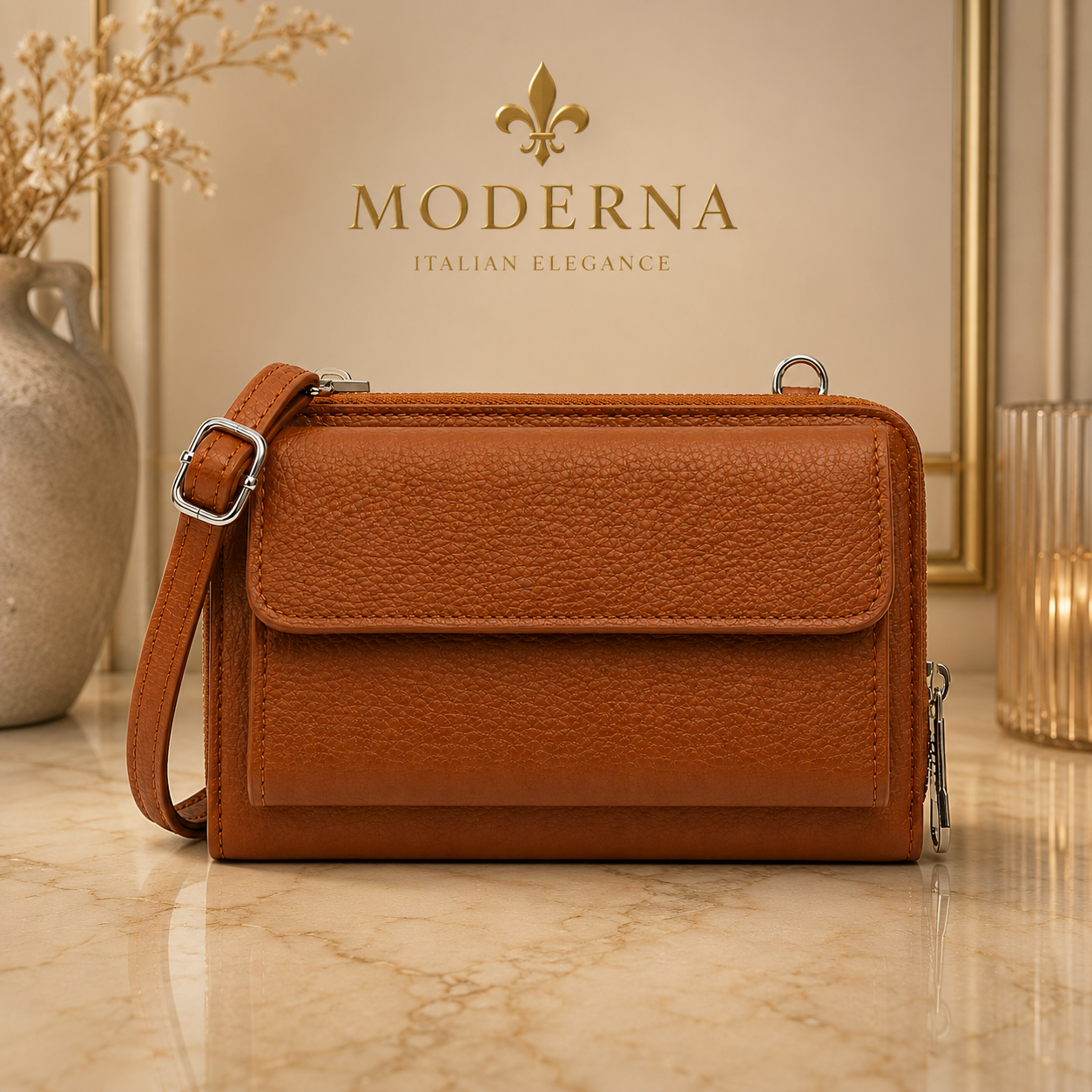 Sac Téléphone Modarno en Cuir Véritable Italien
