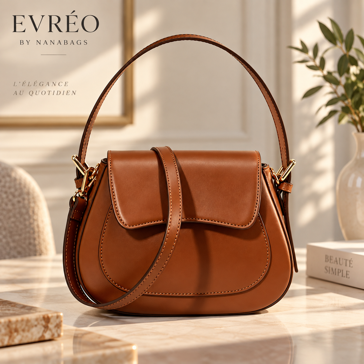 Sac Evréo en Cuir Véritable avec Bandoulière Réglable