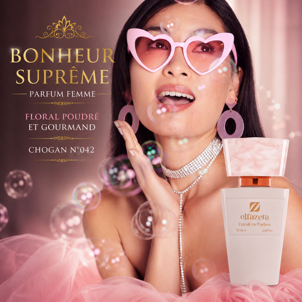 BONHEUR SUPRÊME – Parfum Femme Floral Poudré et Gourmand | Chogan N°042