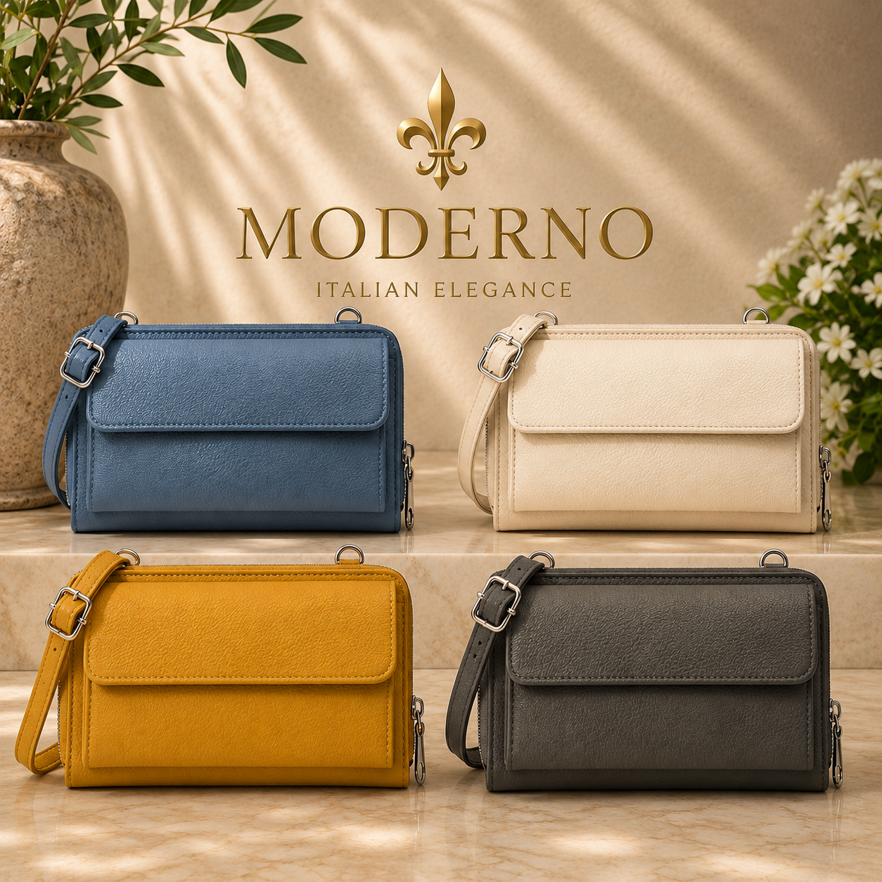 Sac Téléphone Modarno en Cuir Véritable Italien