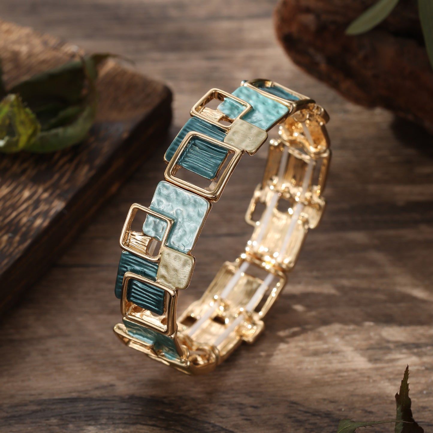 Parure géométrique colorée – Collier, bracelet & boucles d’oreilles style peinture à l’huile (Copie)