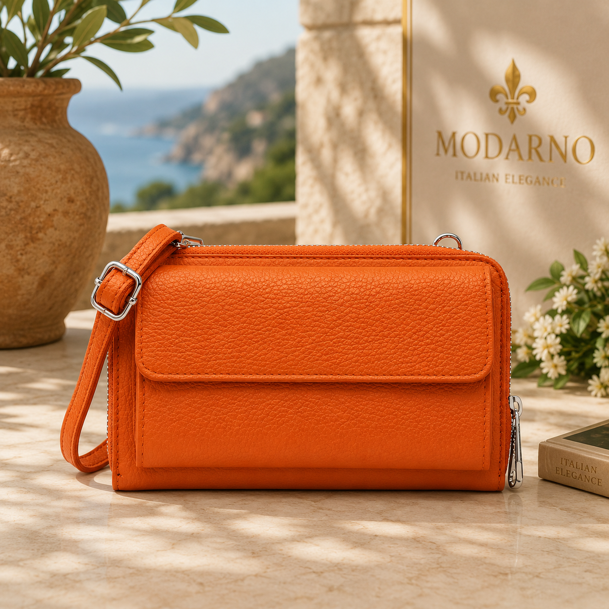 Sac Téléphone Modarno en Cuir Véritable Italien
