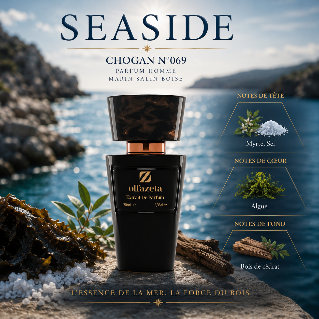 SEASIDE | Parfum Homme Marin Salin Boisé – Chogan N°069