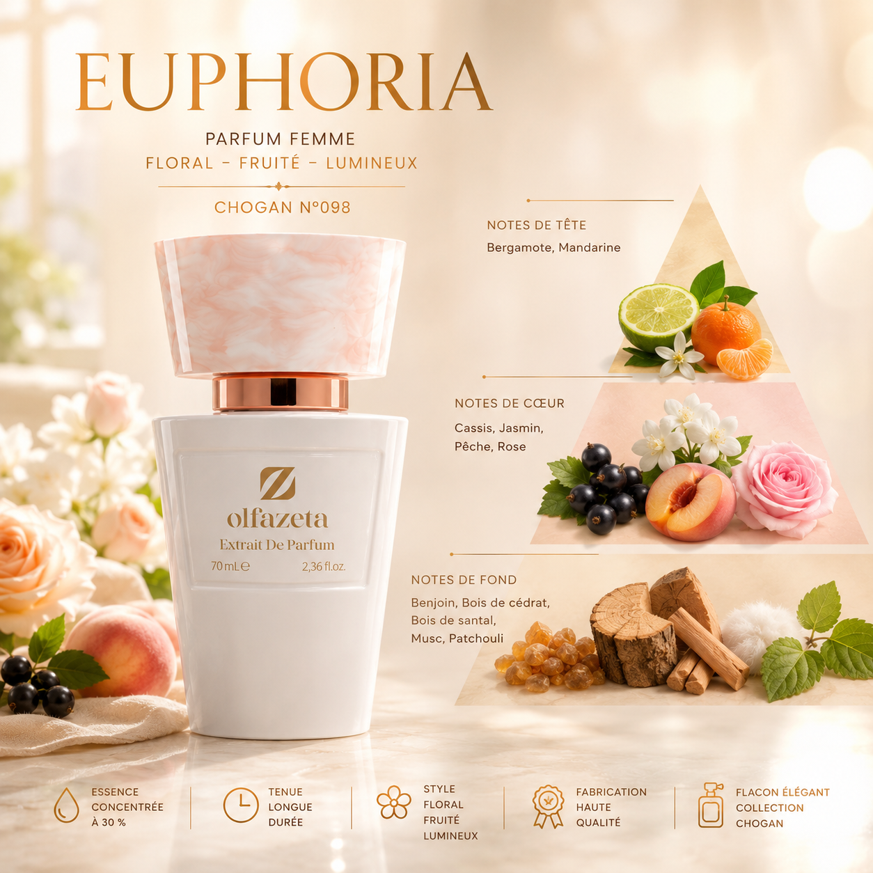 EUPHORIA – Parfum Femme Floral Fruité Lumineux | Chogan N°098