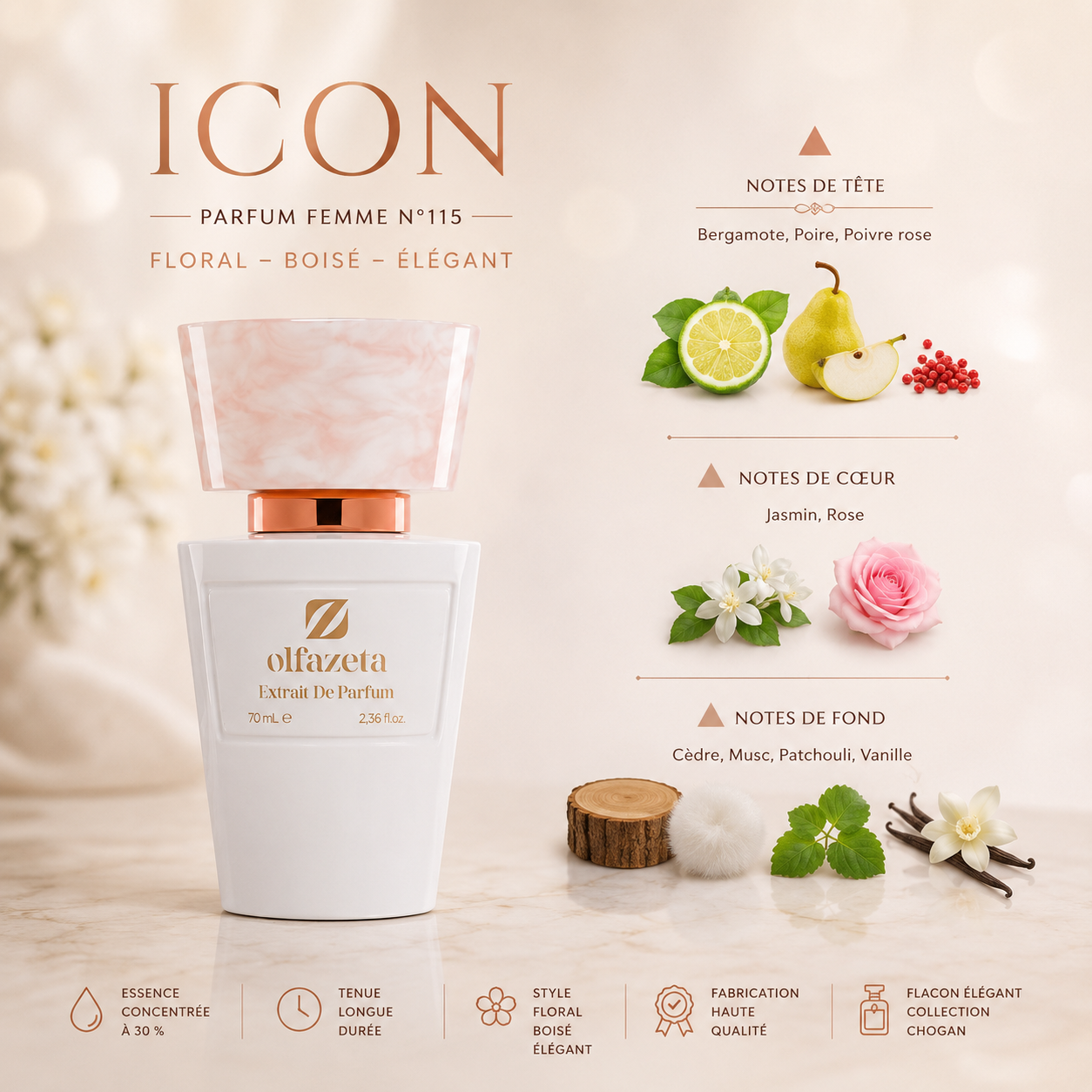 ICON – Parfum Femme Floral Boisé Élégant | Chogan N°115