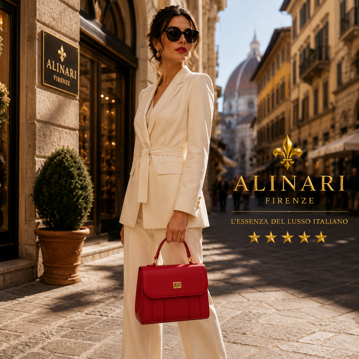 Sac Trevi Rouge Exclusif en cuir véritable italien