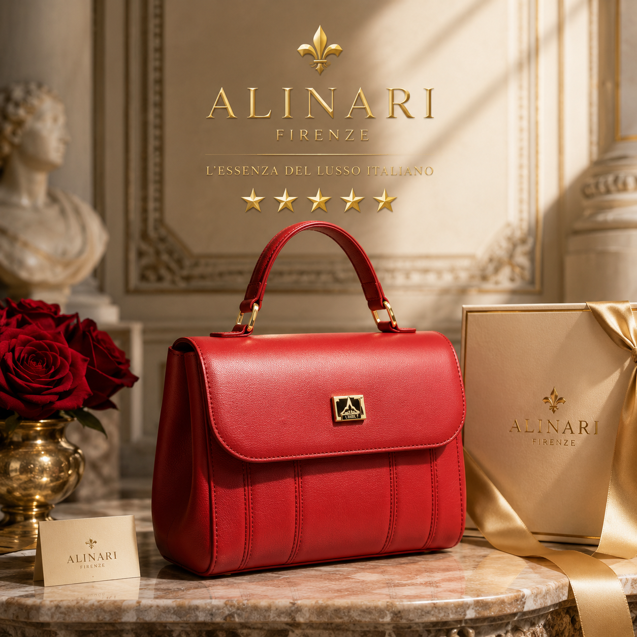 Sac Trevi Rouge Exclusif en cuir véritable italien