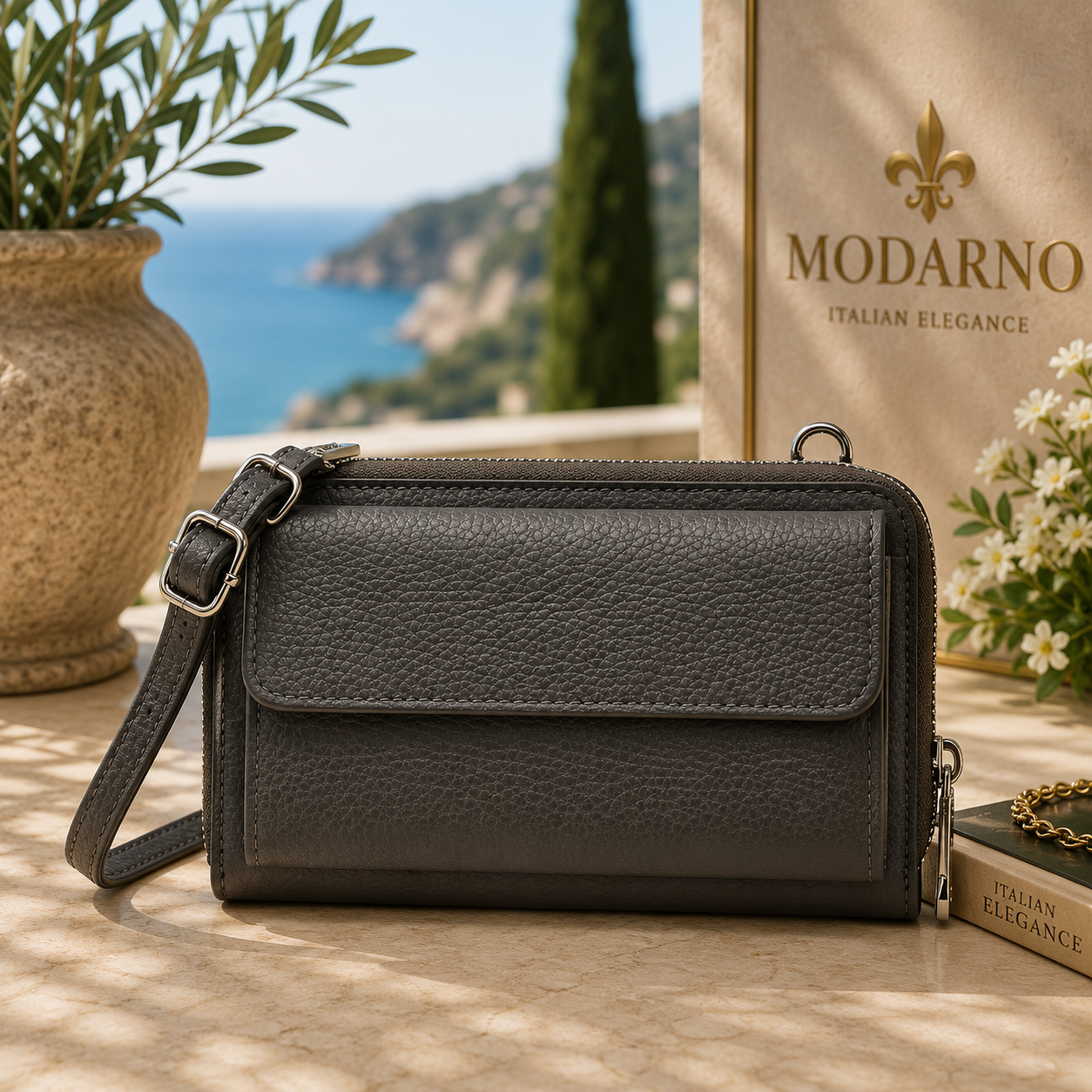 Sac Téléphone Modarno en Cuir Véritable Italien