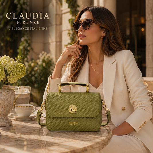 Sac Bandoulière Femme Nina Salvia en Cuir Véritable Made in Italy