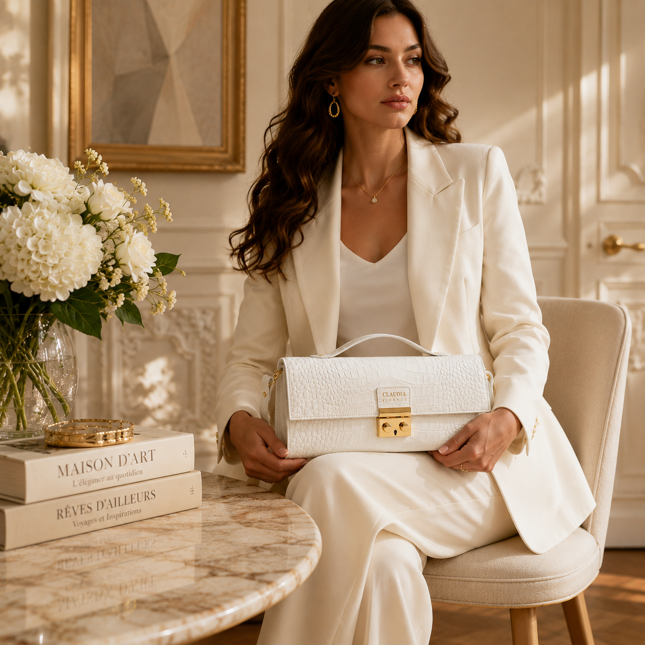 Sac Matilde Coco Blanc en Cuir Italien – Claudia Firenze