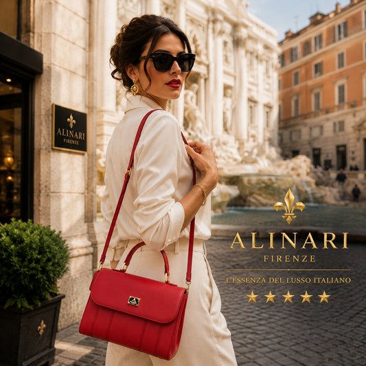 Sac Trevi Rouge Exclusif en cuir véritable italien