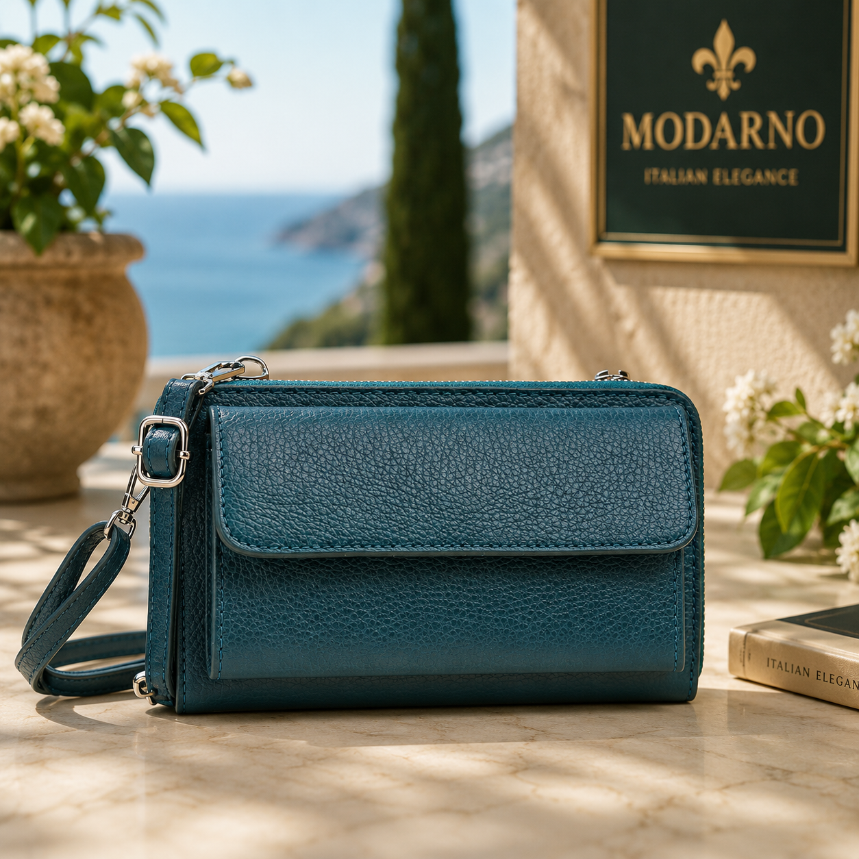 Sac Téléphone Modarno en Cuir Véritable Italien