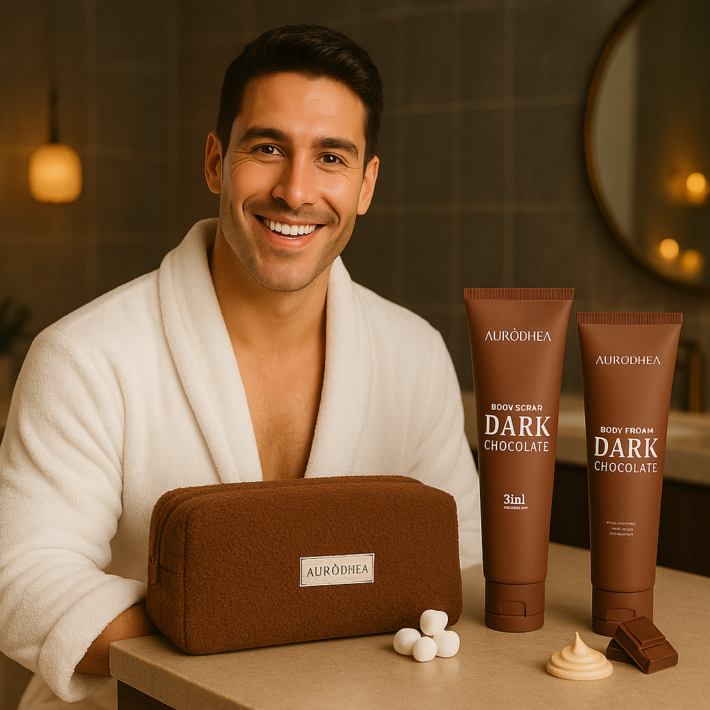 Coffret Soin Homme - Combo Corps "Dark Chocolate”  Hydratant Gommage + Crème - N°BSET003